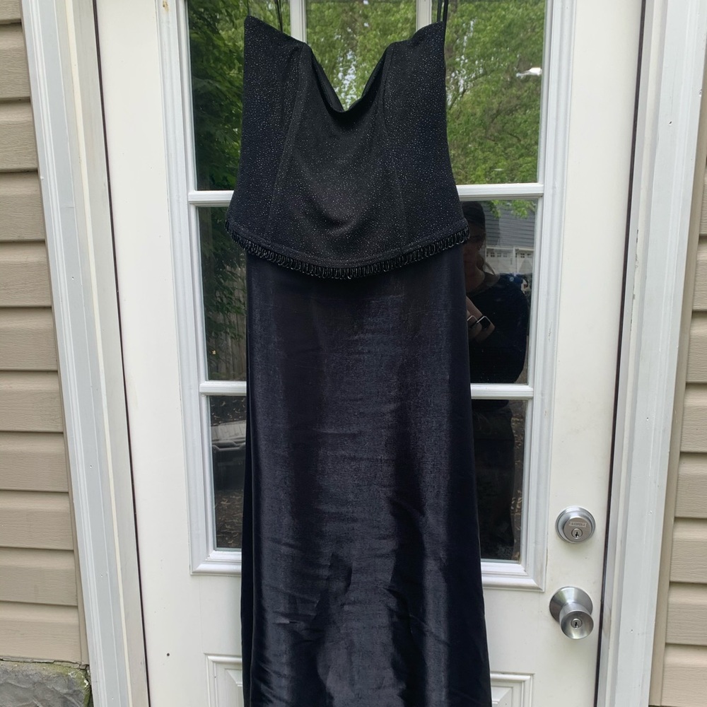 Black beaded and sequin prom dress